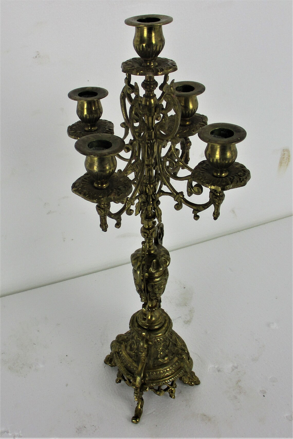 Vintage Brass Ornate Candle Holder Stick Candelabra 5 Etsy