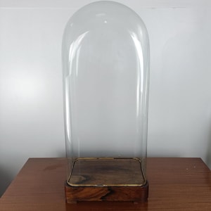 Dôme carré rectangulaire victorien antique en verre soufflé à la main HTF 24,33 po.