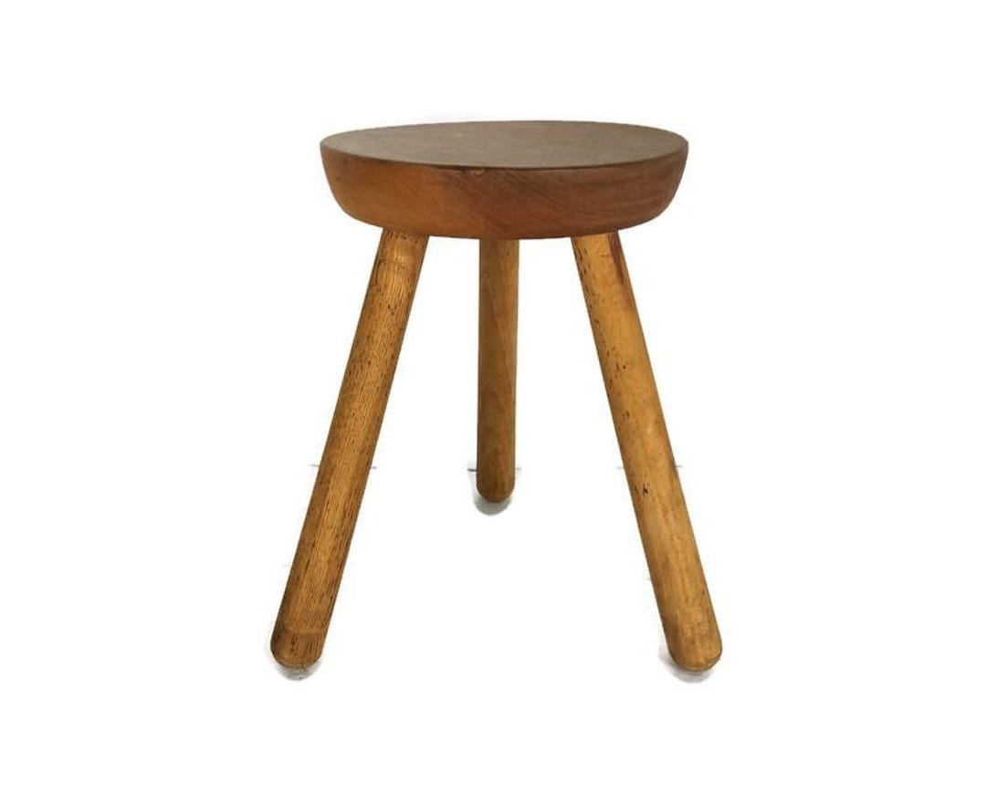 Small Vintage Milking Stool Pedestal Plant Stand Side Table Farmhouse ...
