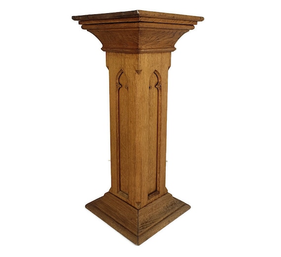 Gothic Antique Wooden Ornate Side Display Table Pedestal Plant