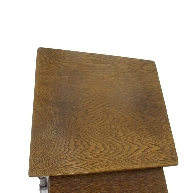 Set of 3 Wood Stacking Nesting Tables Vintage Mid Century Oak