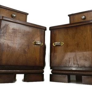 Pair Antique Art Deco Nightstands End tables Dresser 20s 30s Vanity Cabinets  Wood  Cabinets