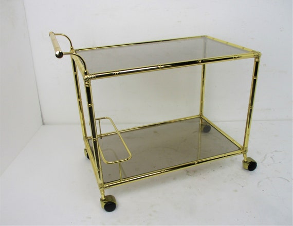 Amazing Italian Vintage Faux Bamboo Bar Cart, Hollywood Regency Brass  Trolley With Glass Plates -  Canada