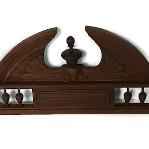 Beautiful antique pediment over door trim spindles, reclaimed architectural carved wood
