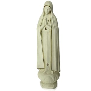 Vintage Our Lady Fatima Statue Plaster Portugal Lovely HTF Collector 14.56&quot;