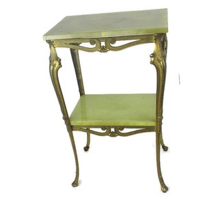 Hallway Console Side table Hollywood regency Ornate brass Marble Two tier WOW