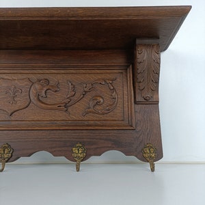 Etched Rack Gorgeous Antique Carved Wood Coat Hat Rack Ornate Etched Hand Carved ...