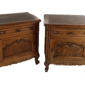 Paar Nachttische Beistelltische Schränke Stil Louis XV Verziertes geschnitztes Holz Vintage WOW Bild 1