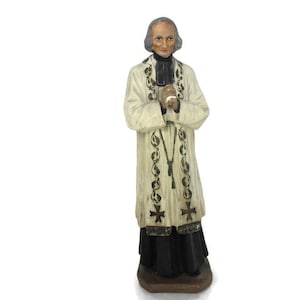 Statue Saint John Vianney Curé of Ars French Priest Plaster HTF Collector 17.71&quot;