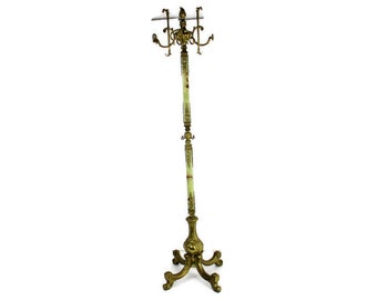 Mid Century Modern Onyx Marble Brass Hall Tree Coat Hat Rack Eyecatcher Italy