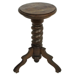 Hand Carved Wood Barley Twist Side Display Coffee Table Pedestal Plant Bonsai