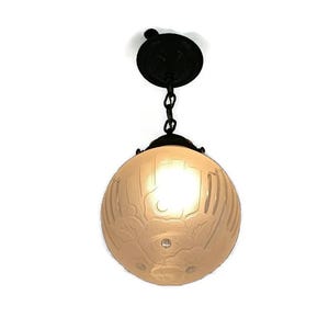 Brass clear art Glass Pendant Ceiling Fixture antique art nouveau, 1 light Chandelier hallway