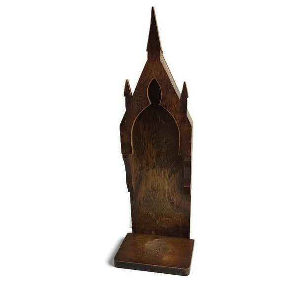 Niche de chapelle en bois pour statue Art déco sur pied suspendue vintage ornée