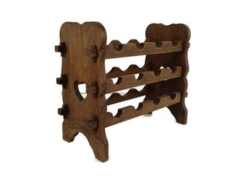 Vintage Wooden Wine Rack Bottle holder Wood 12 bottles Farmhouse style