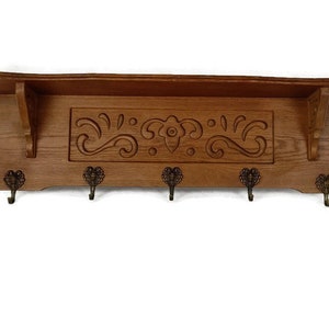 Perchero de madera tallada a mano, sombrero, cocina, pasillo, antiguo, elegante