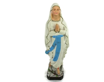 XL Virgin Mary Madonna Our Lady of Lourdes Plaster Statue Chapel French 24.8"
