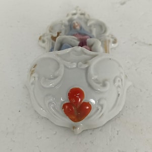 antique Holy water font Vessel porcelain Pieta Virgin Mary Jesus Christ