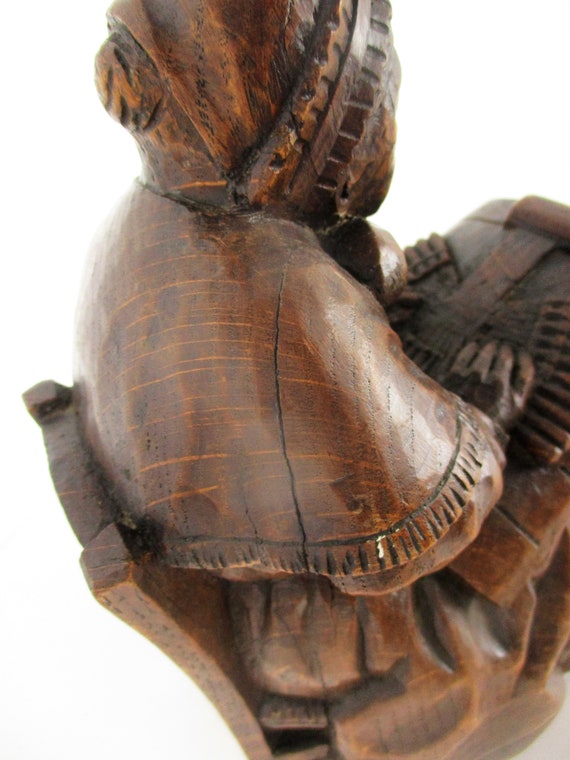 Hand Carved Wooden Statue Woman Bruges Brugge Lace Maker Folk Art Lovely Sculpture