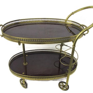 Bar Cart Trolley Cocktail Kitchen Island Serving Tray Hollywood Regency Funky