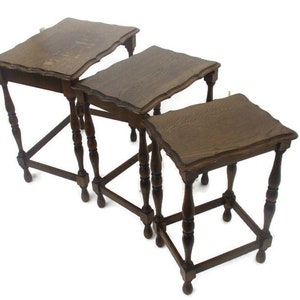 Set of 3 Mid Century Wooden Stacking Nesting Tables Side Coffee Tables 50s