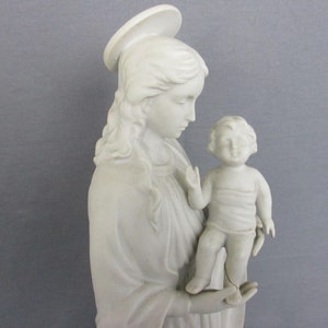 French Antique 1900 Bisque Statue Virgin Mary Our Lady Madonna Infant ...