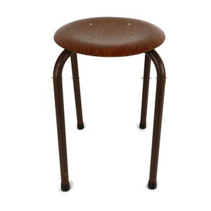 vintage stool chair Industrial Plywood Iron legs Funky Retro
