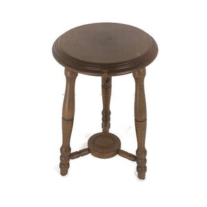 Vintage Wooden Side Wine Table Pedestal Plant Stand Milking Stool Two Tier Country style