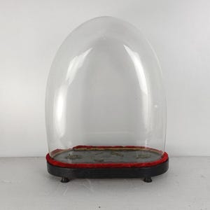 Antique Victorian Oval Hand Blown Glass Globe Dome Doll Clock 16014&quot;H 13.07&quot;W6.29&quot;
