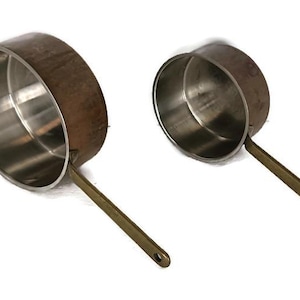 set of 2 Vintage Swiss Copper Saute Steel Pans Saucepans Spring Culinox Hammered Finish
