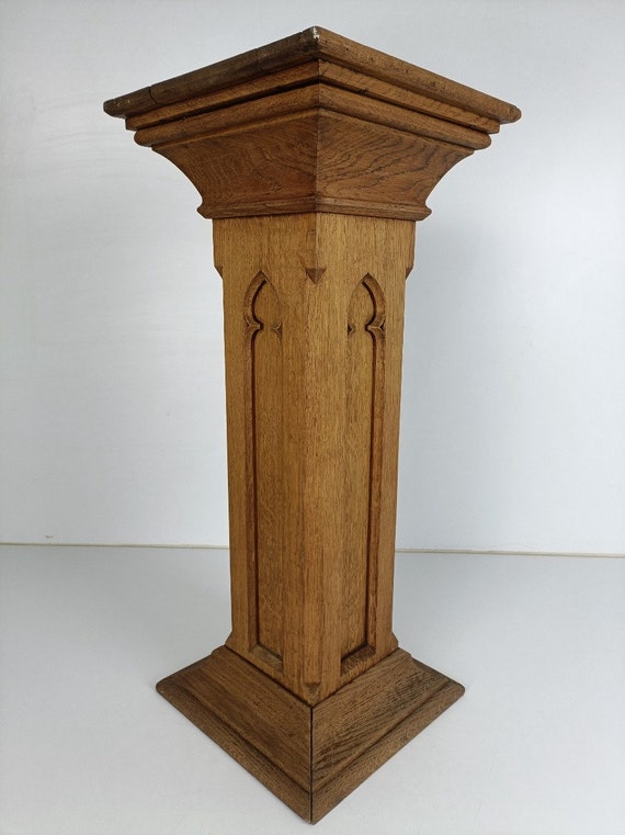 Gothic Antique Wooden Ornate Side Display Table Pedestal Plant