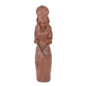 hand Carved Wooden Statue Sculpture Victorian Lady with Fan