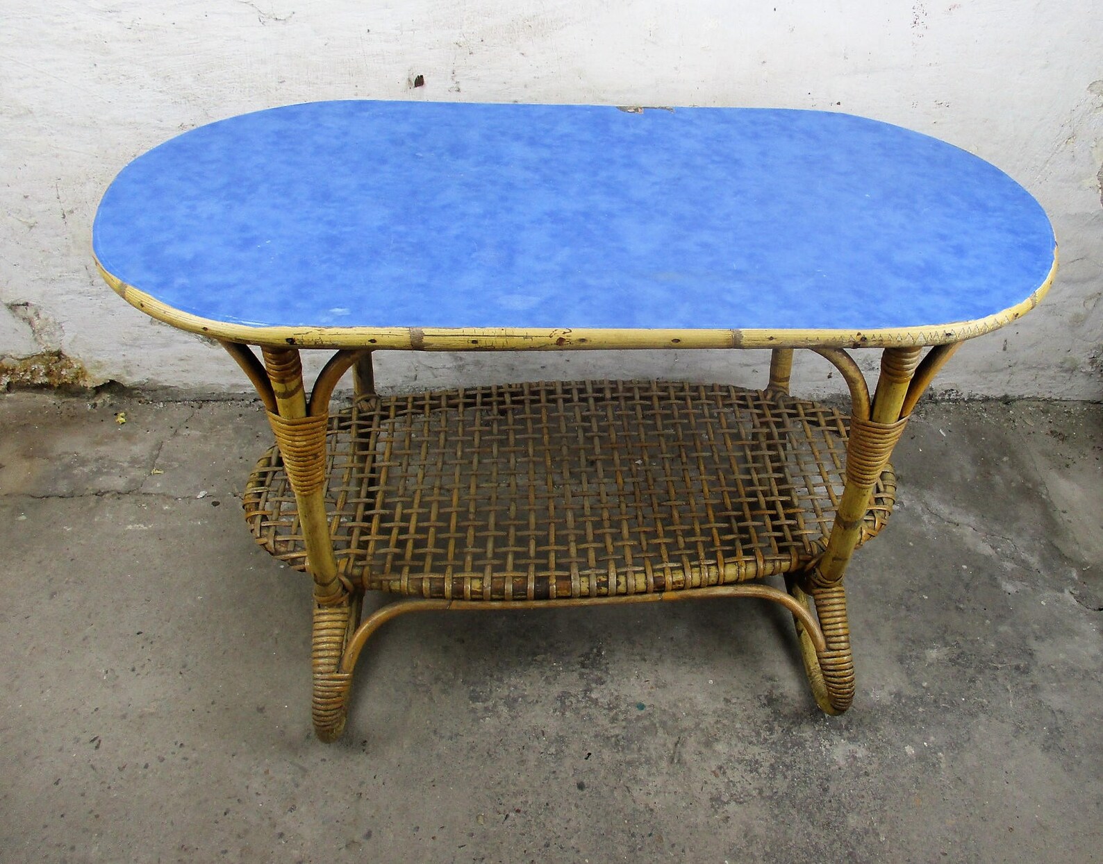 Small Vintage Coffee Table Side Occasional Table Rattan Etsy