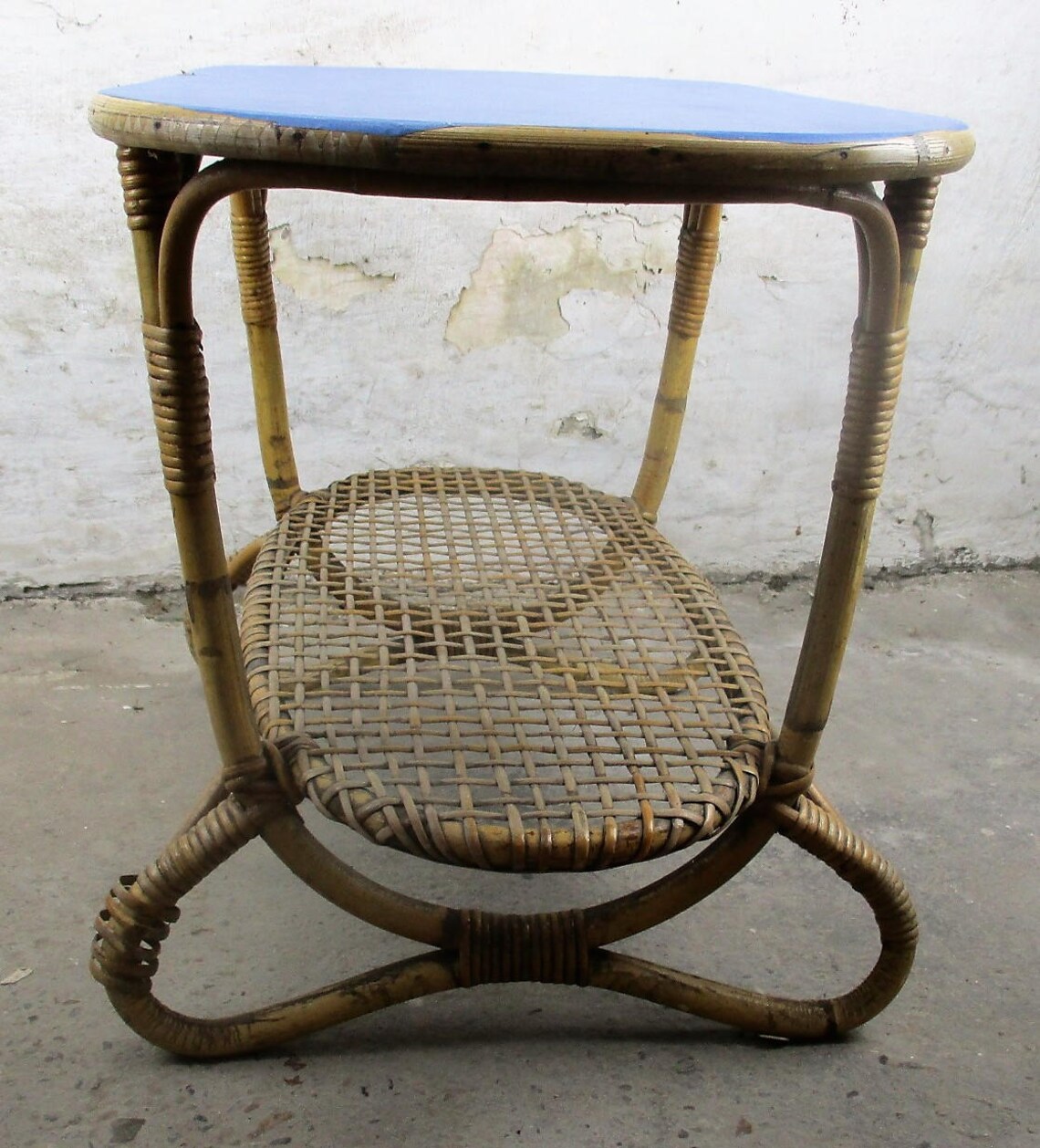 Small Vintage Coffee Table Side Occasional Table Rattan Etsy