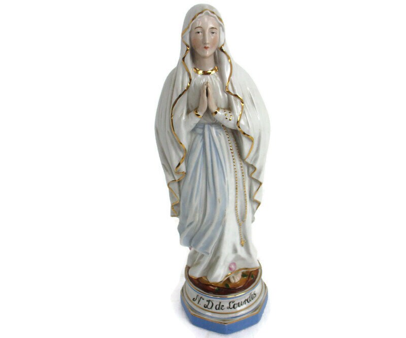 Porcelain Bisque Statue Virgin Mary Our Lady of Lourdes French 15.74 ...
