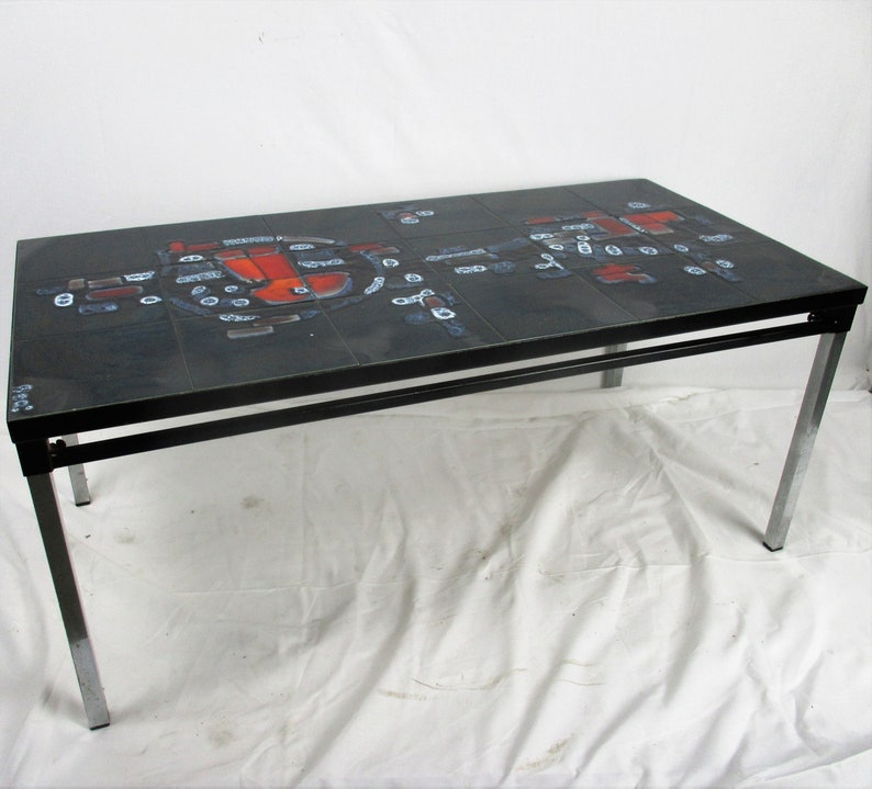 Mid Century Coffee table Italian Art Design Ceramic Tiles Pop Art Vintage Retro