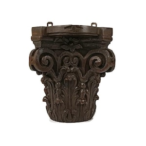 Antique ornate Hand Carved Wood Wooden wall hanging Console Shelf Corbel 18th c Pilaster