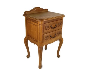 Vintage Nightstand End table Mid Century Modern Wood Chest of drawers cabinet Louis XV style