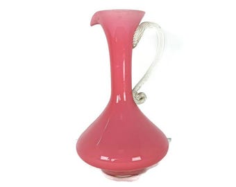 アンティーク イタリア製 オパーリンガラス ピッチャー：ピンク