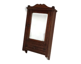 Apotheker Medicijnkast Vintage hout afgeschuind glas keuken badkamer schuur stijl boerderij
