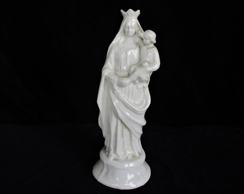 Porcelain Statue Virgin Mary Madonna Our Lady Crowned Infant image 0