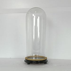 Antique rond dôme en verre soufflé à la main présentoir steampunk globe 17,51&quot; D 6,88&quot;