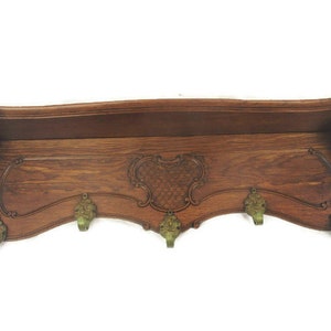 Gothic Gorgeous Ornate Hand Carved Wood Oak Coat Hat Rack Breughel Style Brueghel