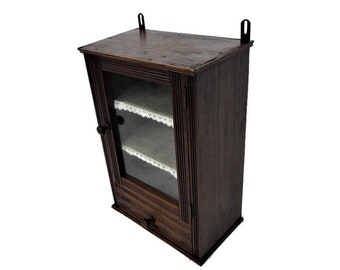 Vintage Kitchen Apothecary Bathroom Wall Cabinet Display Glass Door Lovely Oak