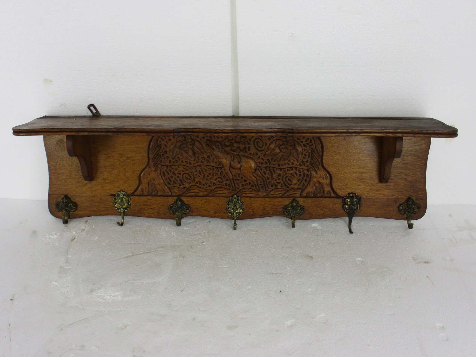 Gorgeous Vintage Hand Carved Wood Coat Kitchen Hat Rack Mid - Etsy