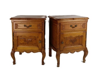 Pair of Nightstands End Tables Cabinets Louis XV style Bedroom Cabinets wood Gorgeous