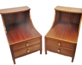 Pair Teak Danish Mid Century Modern Nightstands Chest of Drawers End tables Lounge Large Very special HTF