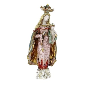 Virgin Mary Madonna Infant Jesus Christ Pattarino House Polychrome Statue  Large Terra Cotta