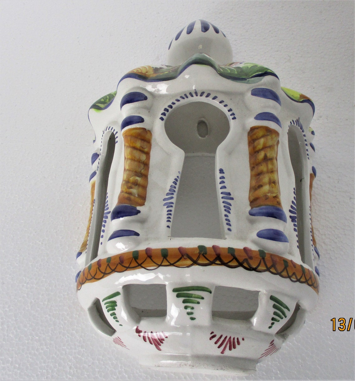 Couple Italian Ceramic Wall Hangings Polychrome for Candle or Etsy