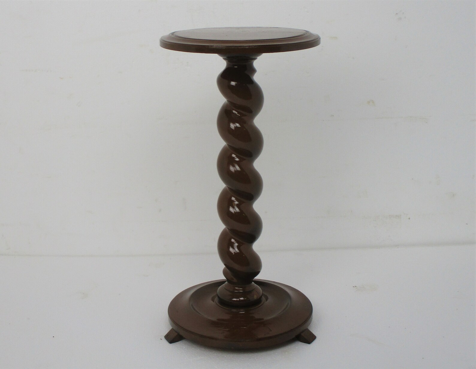 Hand Carved Wooden Barley Twist Pedestal Display Side Table Etsy