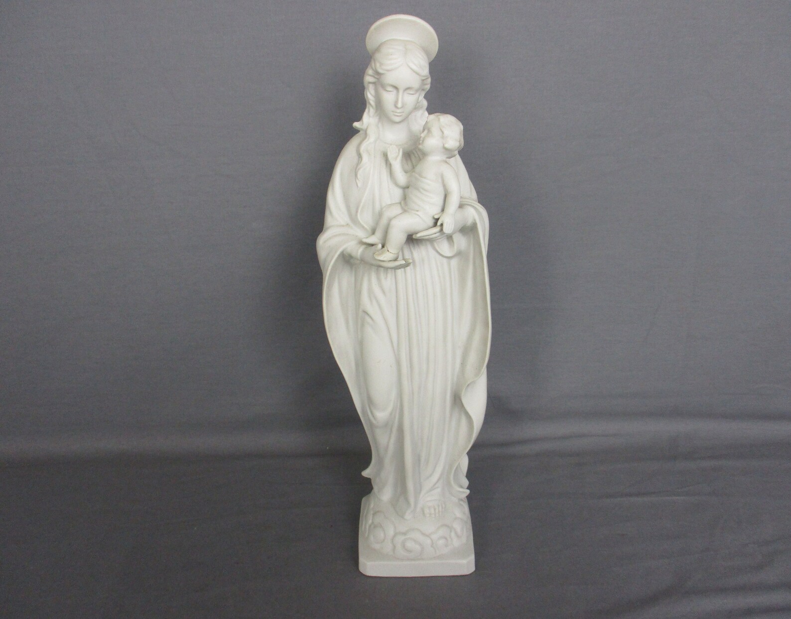French Antique 1900 Bisque Statue Virgin Mary Our Lady Madonna Infant ...